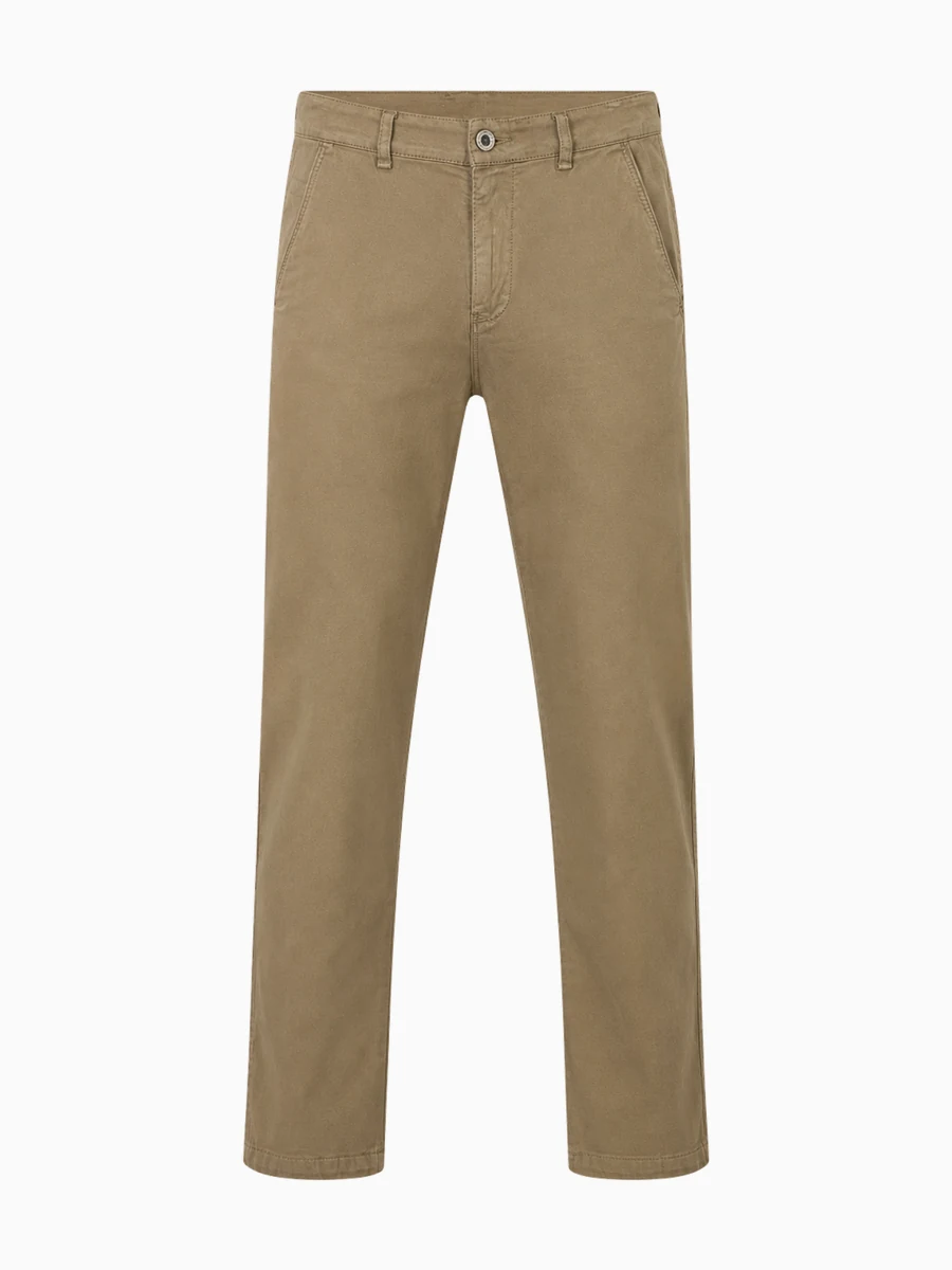 Celana chino denim warna khaki dengan potongan lurus