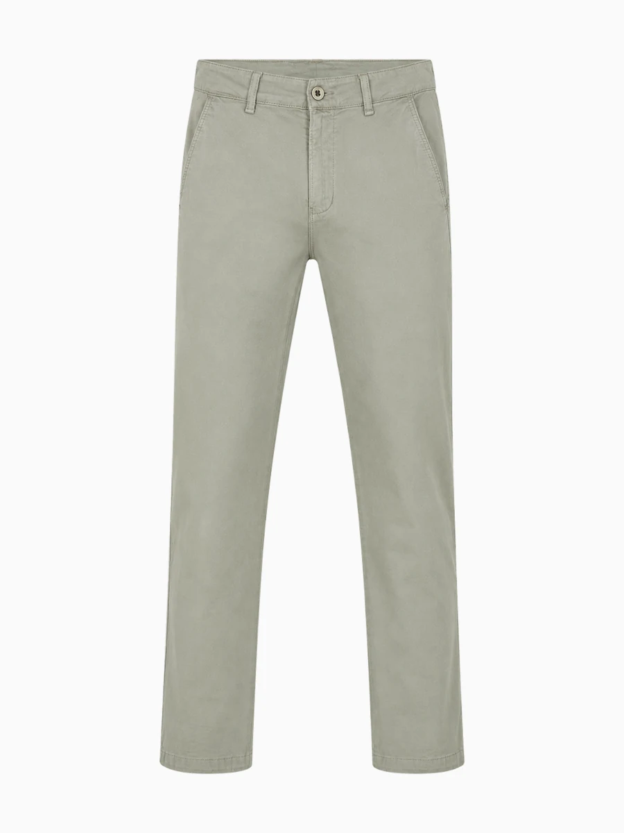 Celana chino denim warna off white dengan potongan lurus