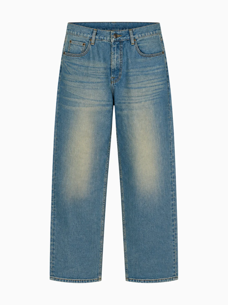 Jeans pria potongan loose fit dengan pipa kaki longgar
